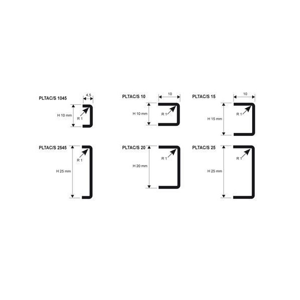 PLTAС 25 П-образный профиль PROLISTEL ACC H= 25 мм, полированная сталь AiSI 304, длина 2700 мм